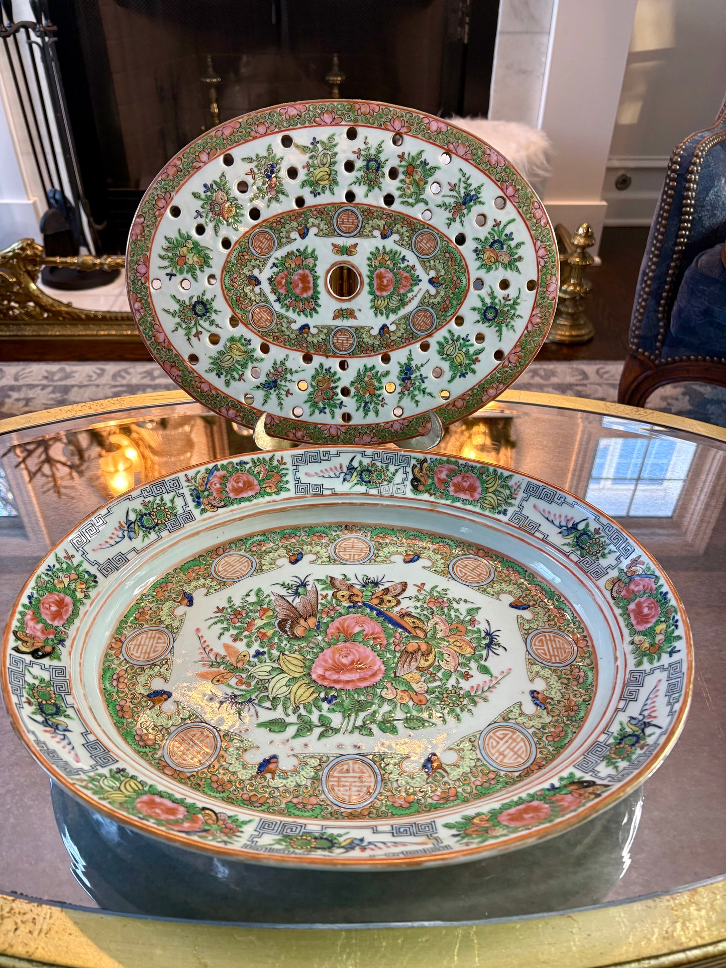 Outstanding Rose Canton Mazarine Platter Set | 16” x 13”