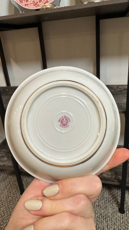Hand-Painted Nippon Floral Plates with Ornate Gold Details — Set of Five