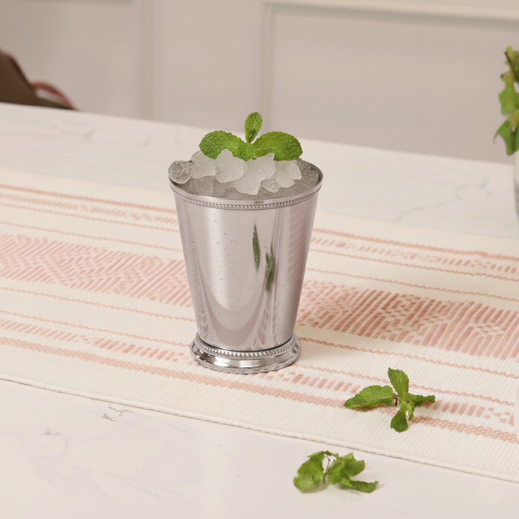 Large Steel Mint Julep Cup (12 oz) | Handcrafted Silver-Tone Vase & Floral Arrangement Holder