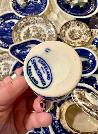 Early 20th Century Copeland Spode Tower Blue Single Pedestal Egg Cup