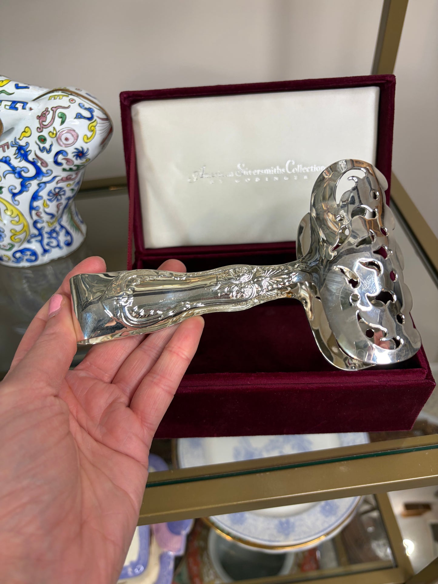 Lovely Godinger Reproduction Tiffany asparagus tongs!