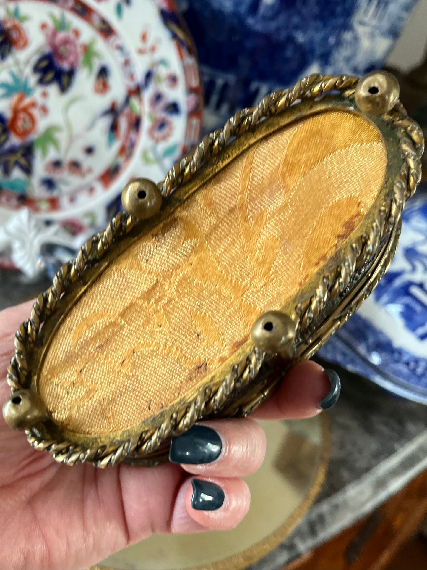Live 08/25 Antique French Napoleon III Bronze & Carved Wood Miniature Jewelry Casket