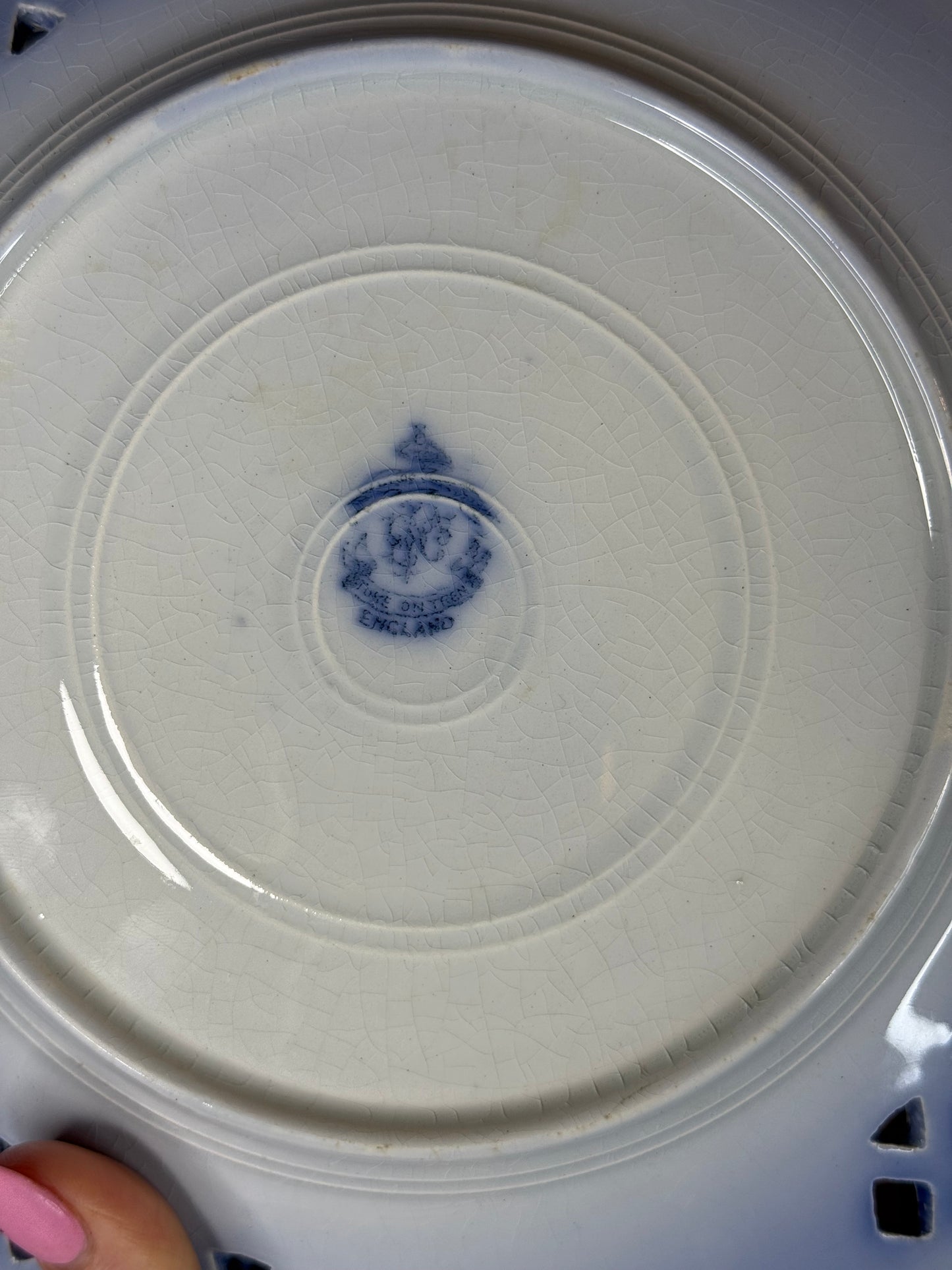 Antique Set of 3 Empire Porcelain Co. Pierced Blue & White City View Plates | Circa 1896–1912 | 9" Diameter #DA4516