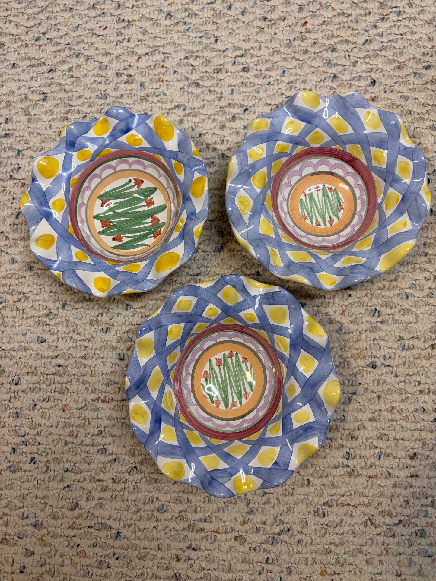 Mackenzie-Childs Aalsmeer fluted bowls set of 3!