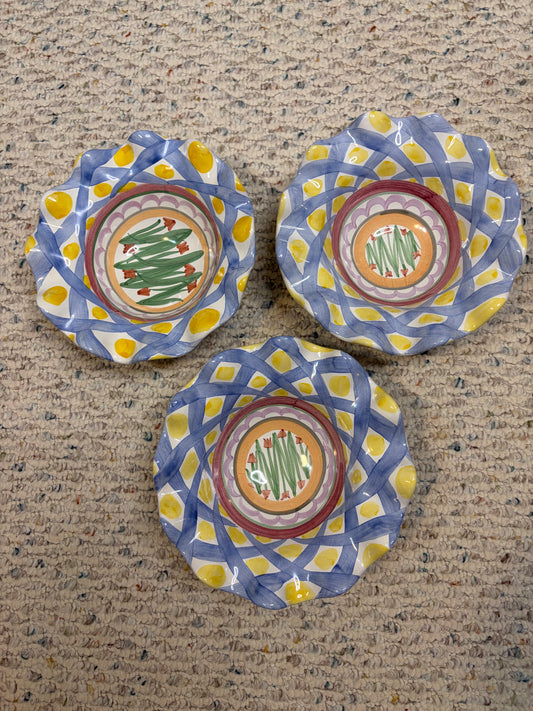 Mackenzie-Childs Aalsmeer fluted bowls set of 3!