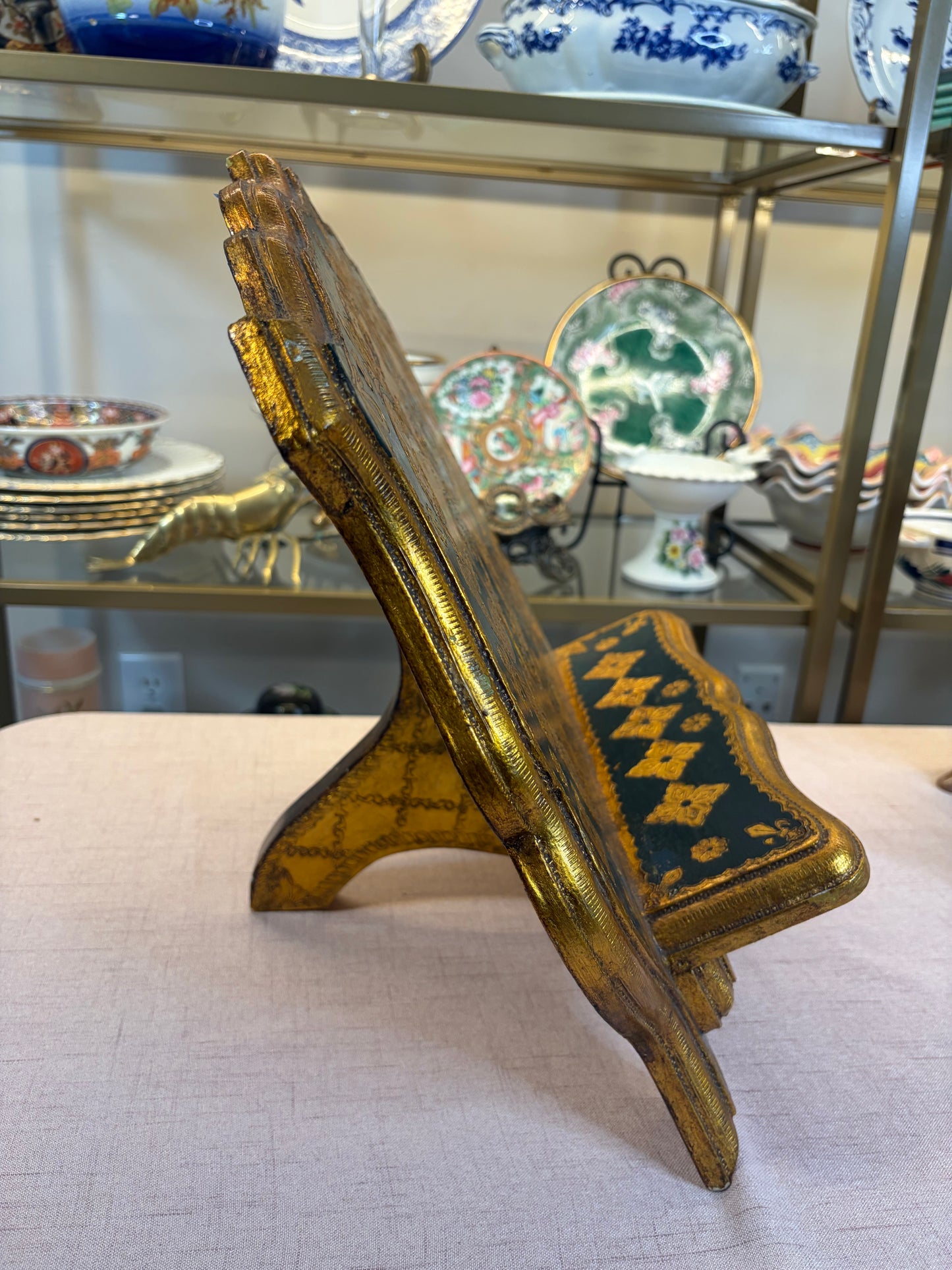 Stunning Florentine blue and gold book stand!