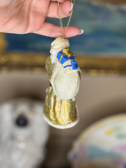 Kurt S. Adler | Blue & Gold Santa Glass Christmas Ornaments | Style 2