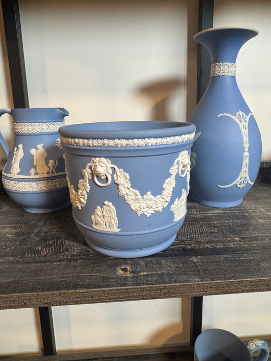 Light blue Wedgewood planter