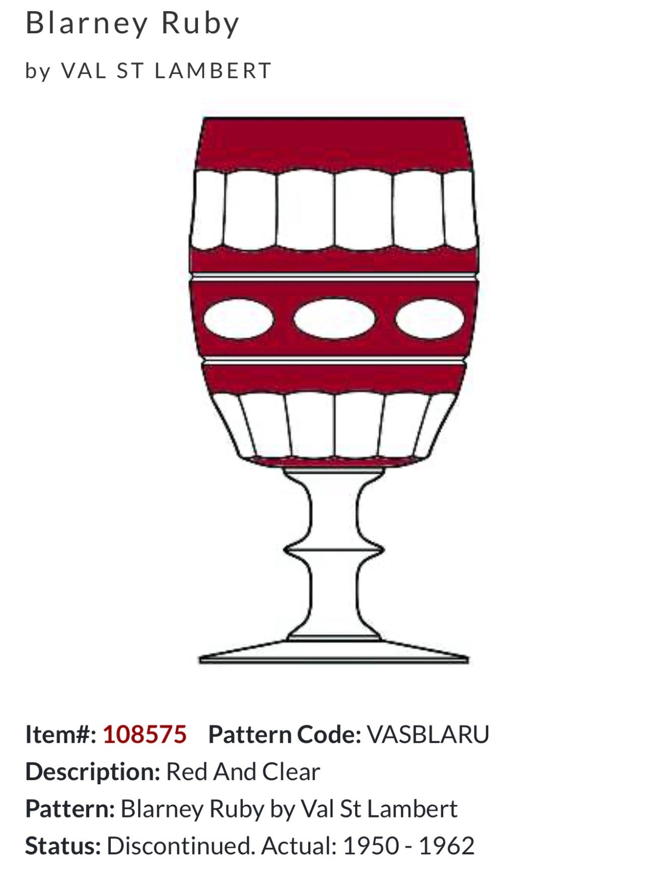 RESERVED - SETTING OF VAL ST. LAMBERT CRYSTAL