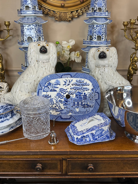 Victorian Blue Willow Transferware Drainer – 11.25” x 9”