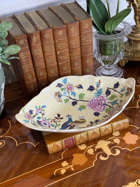 RESERVED - CASEY - Antique Copeland & Garrett “Peacock & Parsley” Diamond Dish, c.1833–1847 | Transferware Serving Dish | 10.5” x 7.5” | #DA4527
