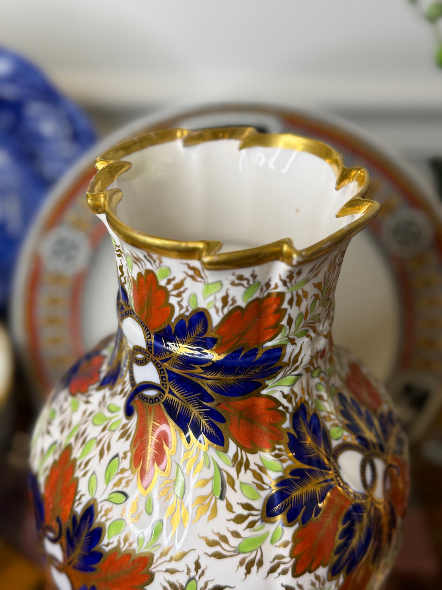 Antique Copeland Spode “Imari Style” Porcelain Vase | England | Hand-Decorated Gilt Floral Vase | 10.5”H | Restored