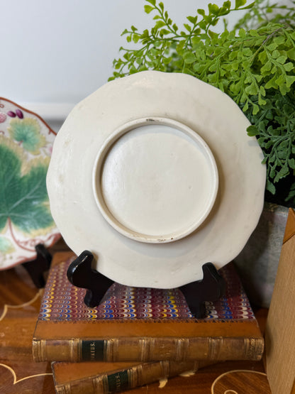 Pair of Antique Victorian Majolica-Style Botanical Plates | 8.5" Diameter