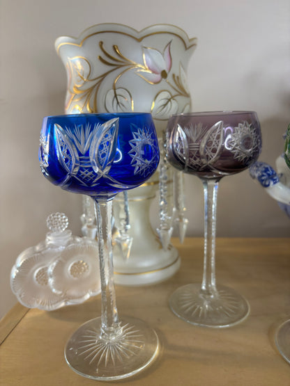 Stunning Nachtmann cut crystal wine glasses trio!