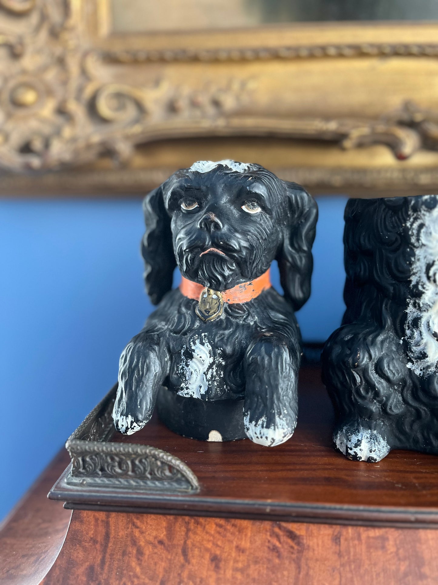 Stately Early 1890-1915 Victorian Ceramic Spaniel Tobacco Jar – English Library Figural Humidor - 
Bernard Bloch Signed