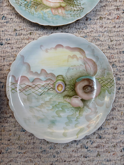 Gorgeous handpainted Limoges shell plates set of 4!