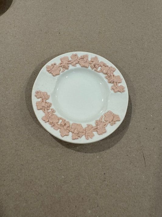 Wedgwood white and pink Queensware ashtray 3.5”