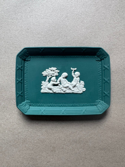 Cherub teal plate 6.5x4.5” Wedgwood