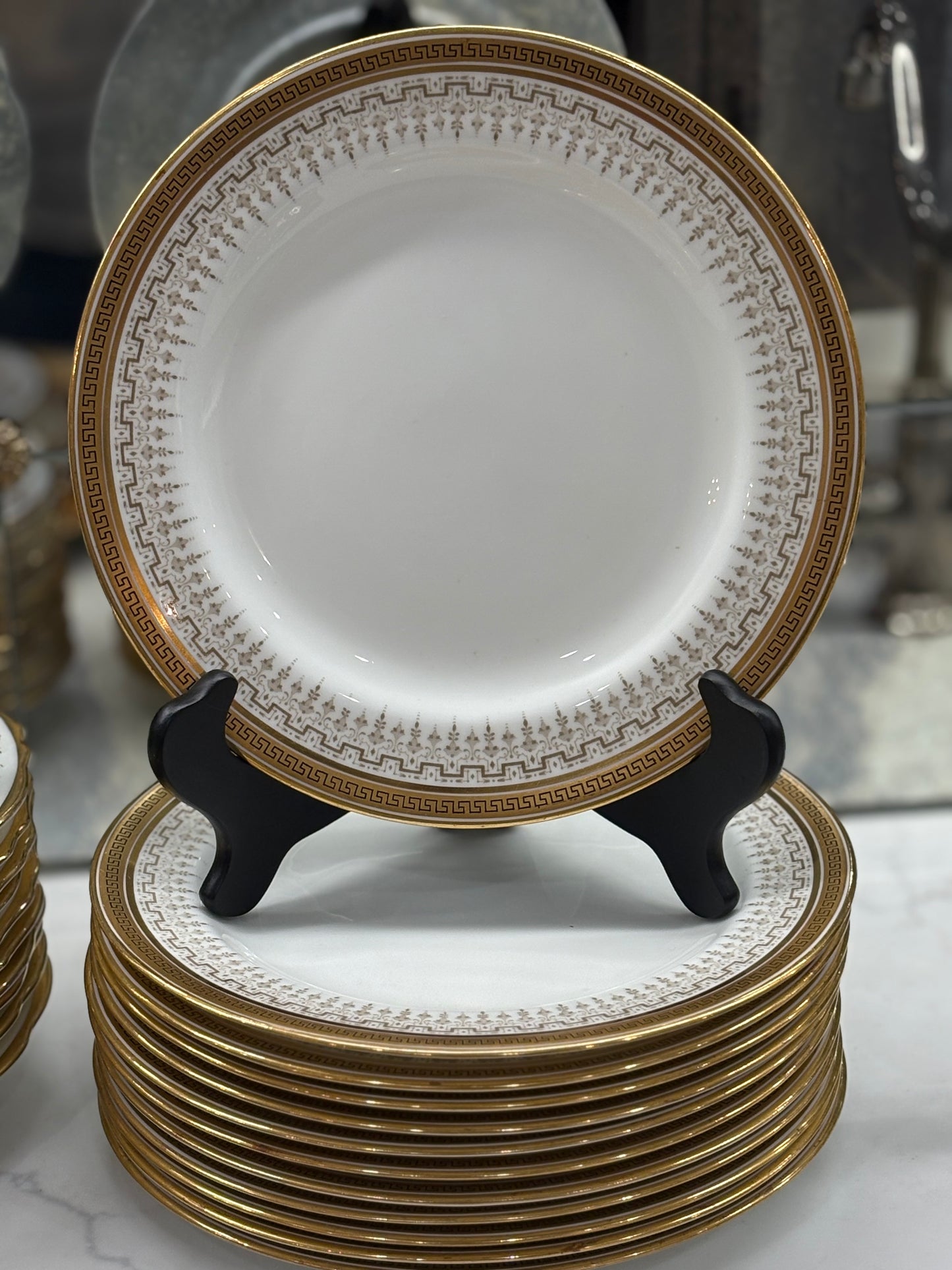 Antique 1890’s - Set (12) Cauldon Salad Plates, 8.5”D - Pristine!