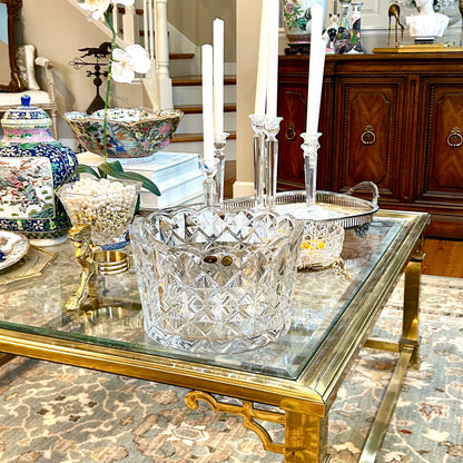 Sparkling vintage scalloped large designer Bohemian crystal centerpiece bowl.