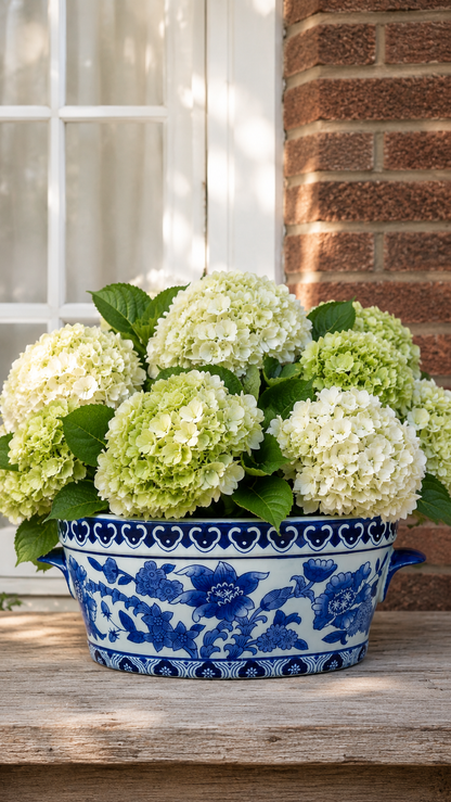 Danny's Fine Porcelain: Blue & White Porcelain Footbath Planter (Multiple Sizes) - Sold Separate