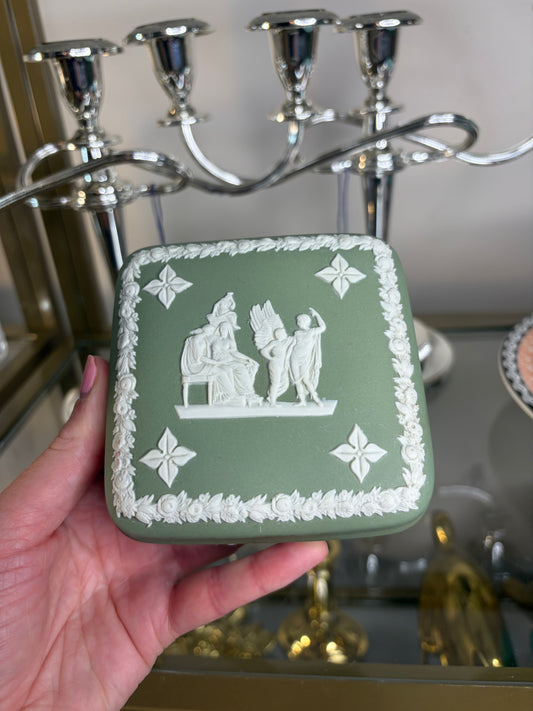 Wedgwood sage green square trinket box!