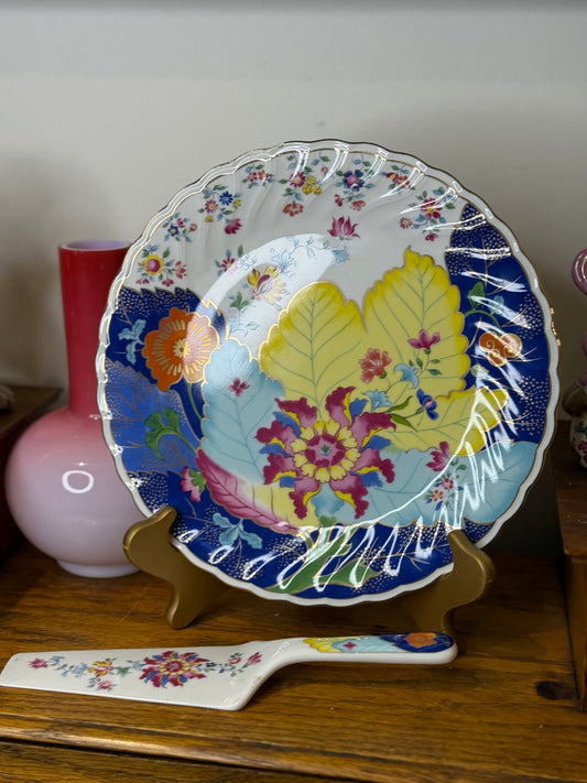 Smithsonian Tobacco Leaf Porcelain 10.5”D Plate & Server | Museum Collection Reproduction, Made in Japan