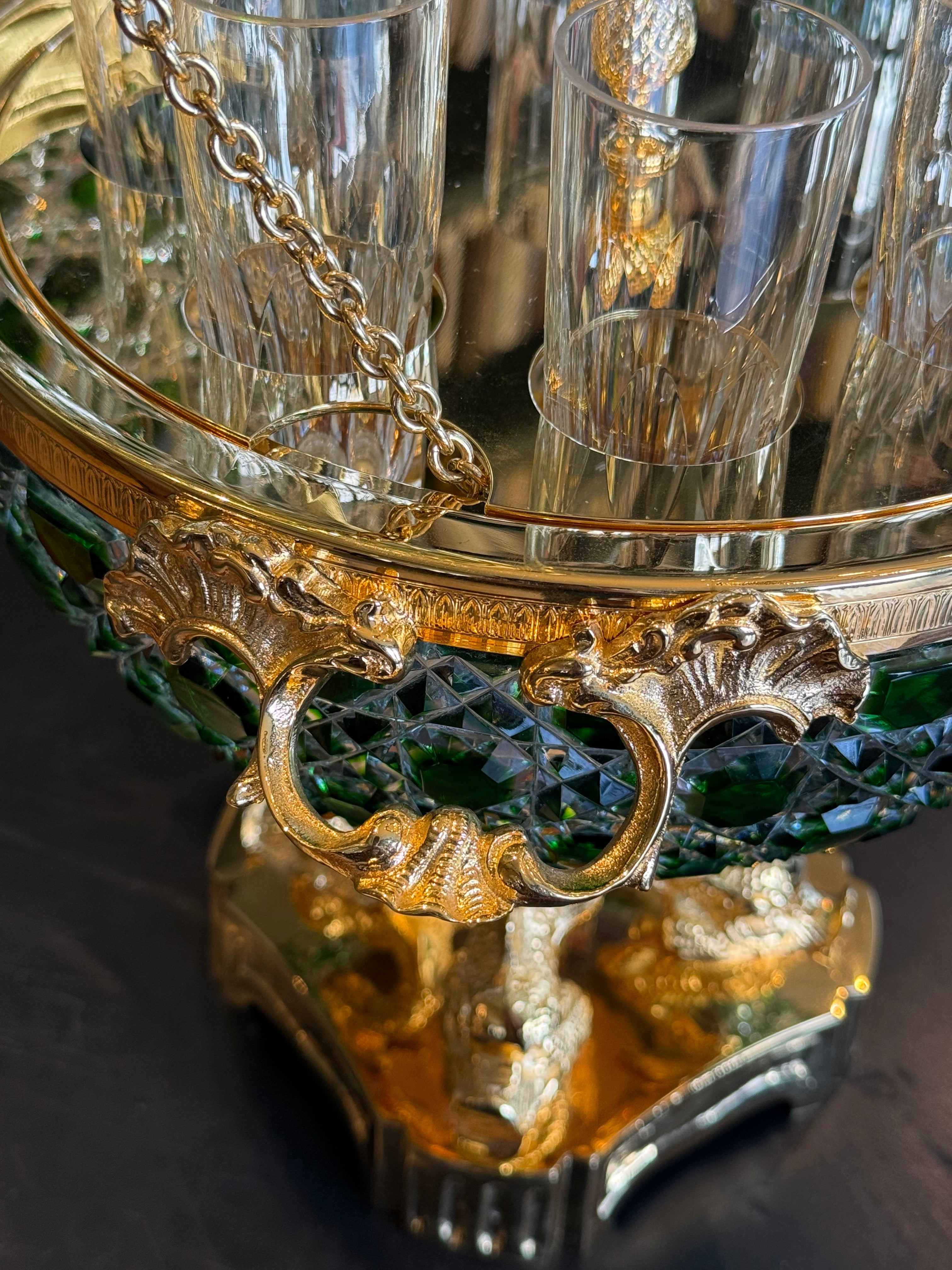 Rare 19.5” Cristal Benito French Crystal Vodka Service Set W