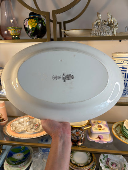 Reserved! Stunning brown transferware floral platter!