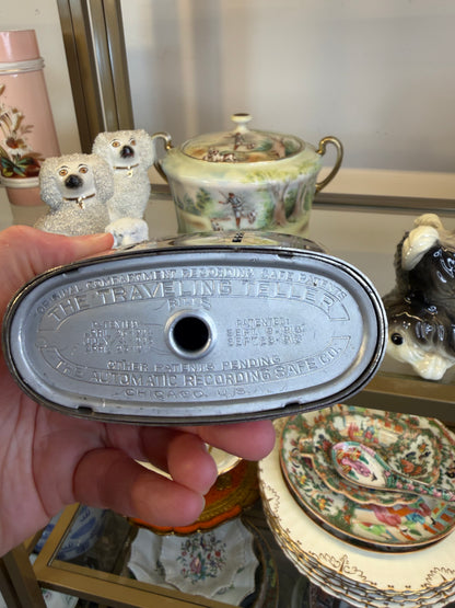 Vintage Traveling Teller Maine Bank Coin holder with key!