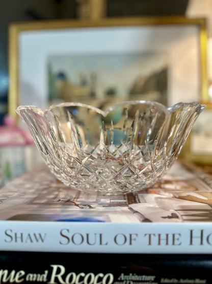 Beautiful Vintage Scalloped Edge Lismore Crystal Bowl by Waterford, 9"