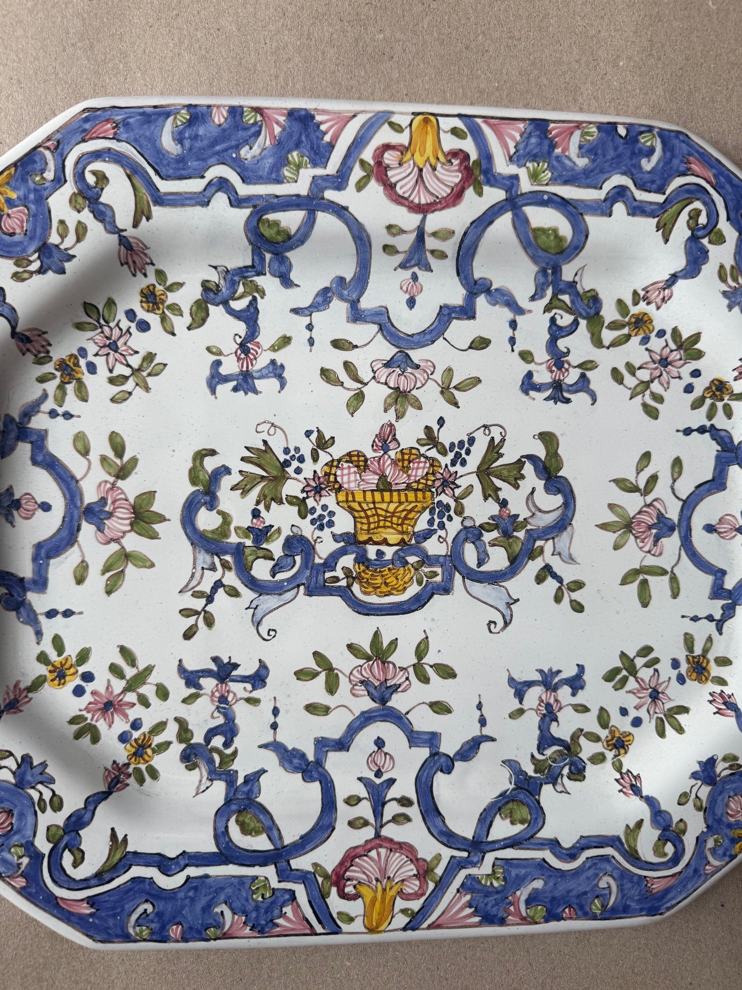Large Hand-Painted Portuguese Ceramic Serving Platter | F.F.A. Marques, Portugal
