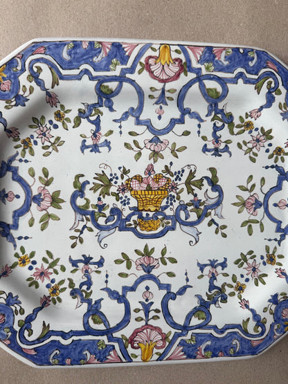 Large Hand-Painted Portuguese Ceramic Serving Platter | F.F.A. Marques, Portugal