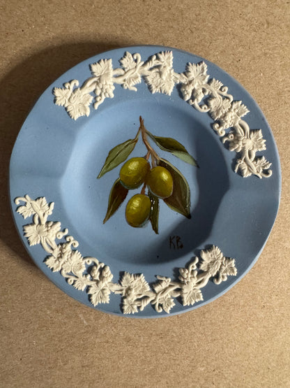 Live 06/22 Wedgwood small dish with painted olives original art