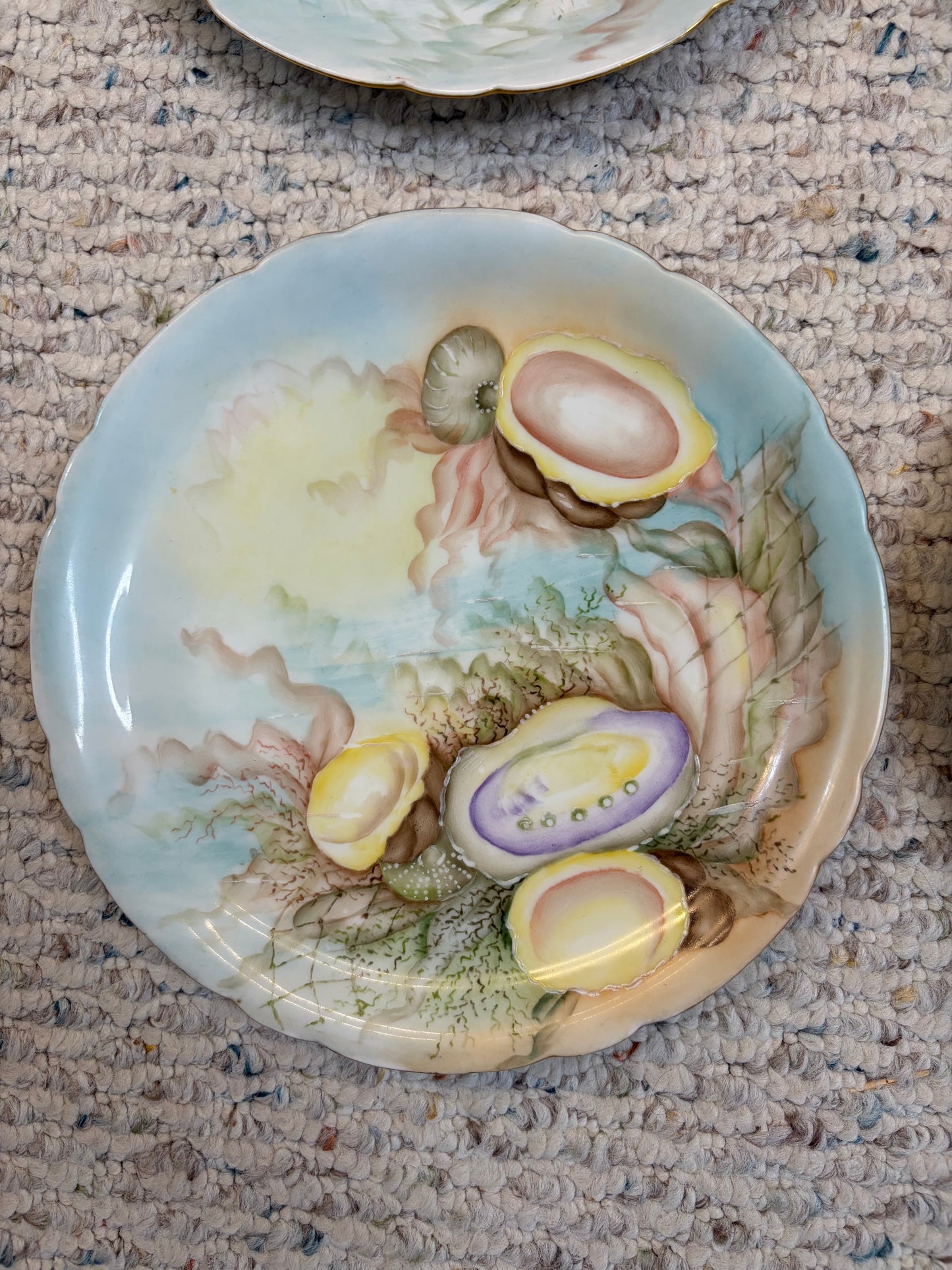 Gorgeous handpainted Limoges shell plates set of 4!