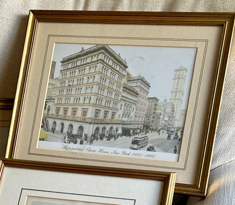 Rare Set of 2 custom color lithograph wall art Metropolitan Museums & Teatro La Scala Milan made in England