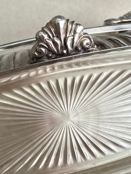 Live 09/20 Gorgous F.B. Rogers RococoSilverplate Roll-Top Butter Server with Lion’s Head Feet & Original Glass Insert