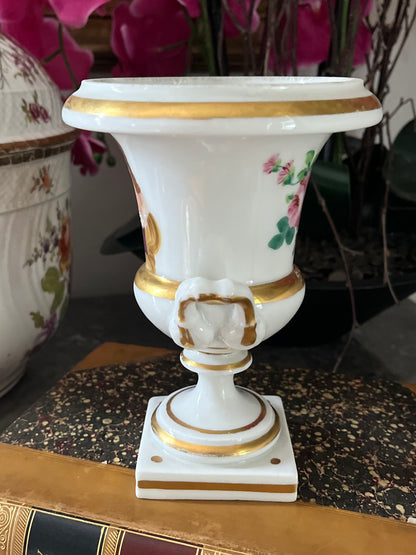 Live 06/22 Pair of Old Paris Hand-Painted Portrait Urns | 19th Century 2 Sided Decoration