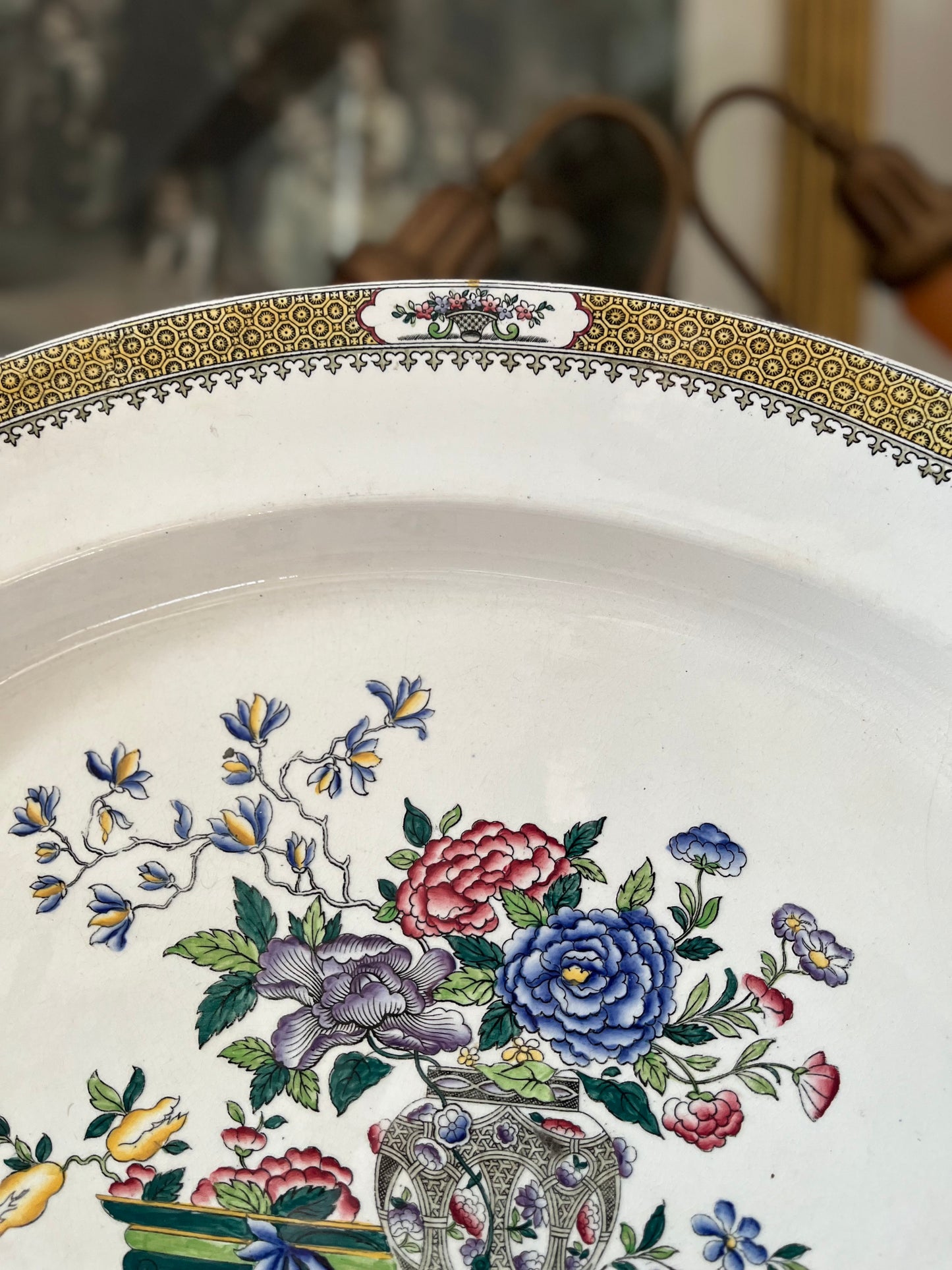 Large Antique Copeland England Platter Bespoke Pattern For Davis Collamore 5th Avenue - Circa 1911-1920’s