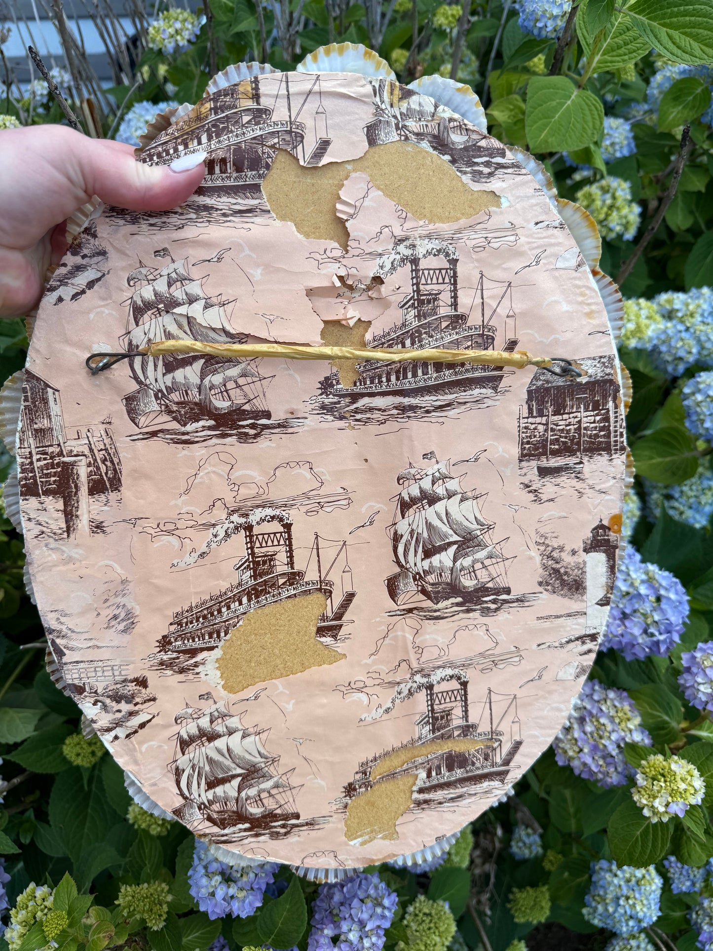 Vintage Handmade Shell-Encrusted Coastal Mirror