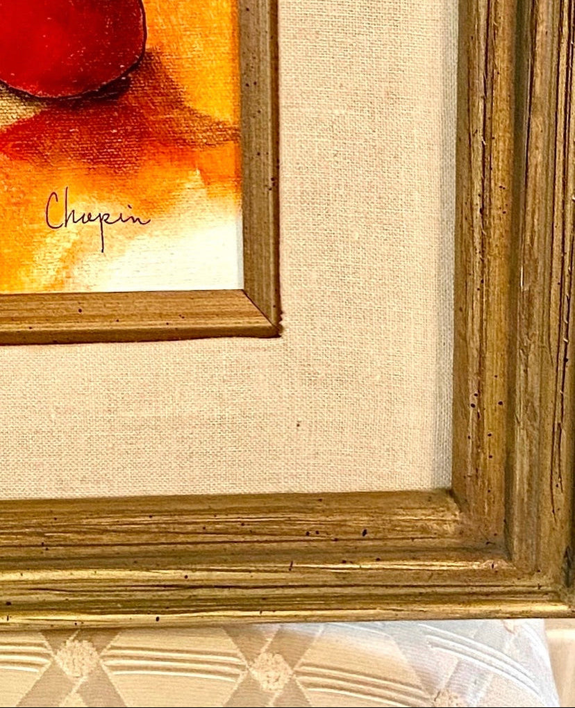 Original MCM abstract still life oil painting. 
Signed by artist Chaplin.
