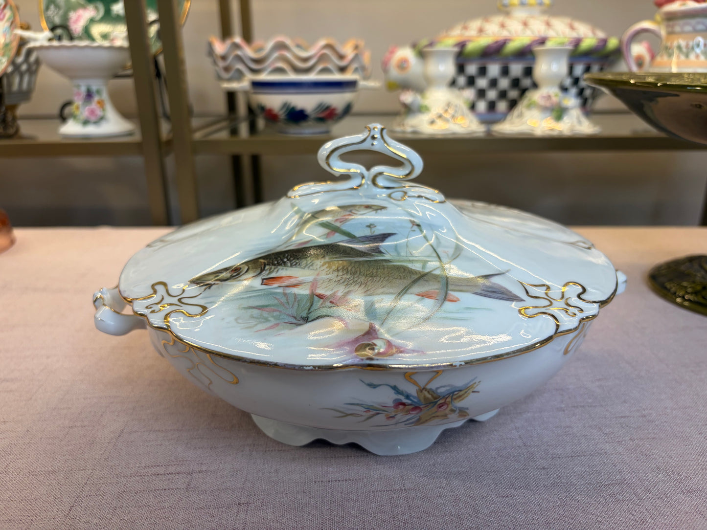Gorgeous antique Vienna fish lidded tureen!
