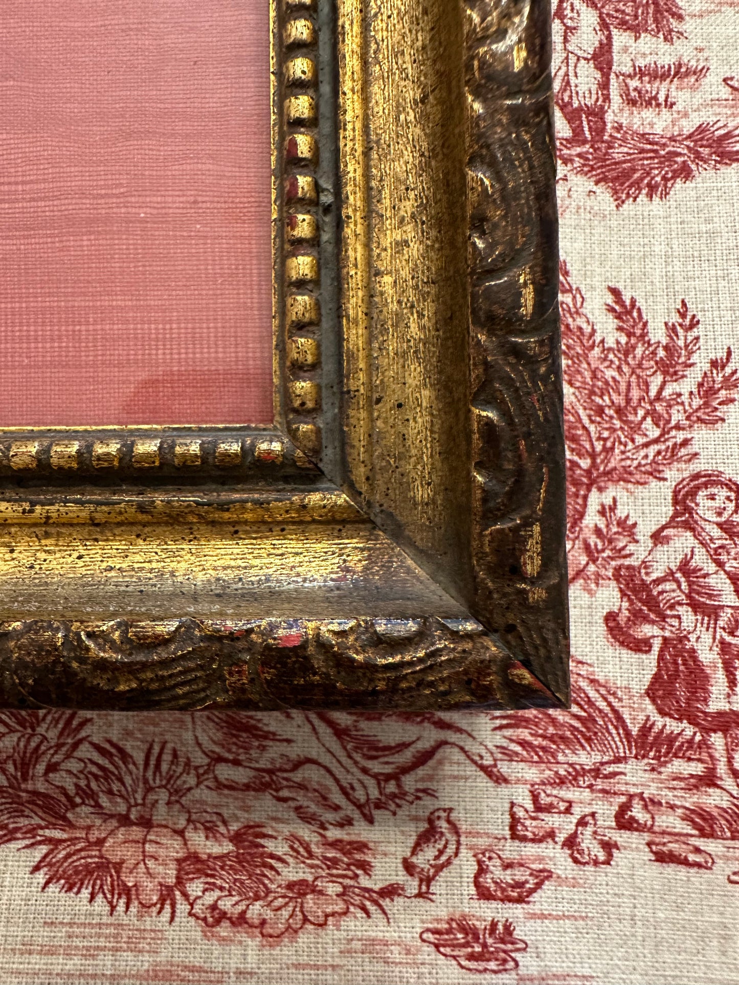 Antique European Hand-Stitched Needlepoint Landscape in Gilt Frame, c. 1890–1920