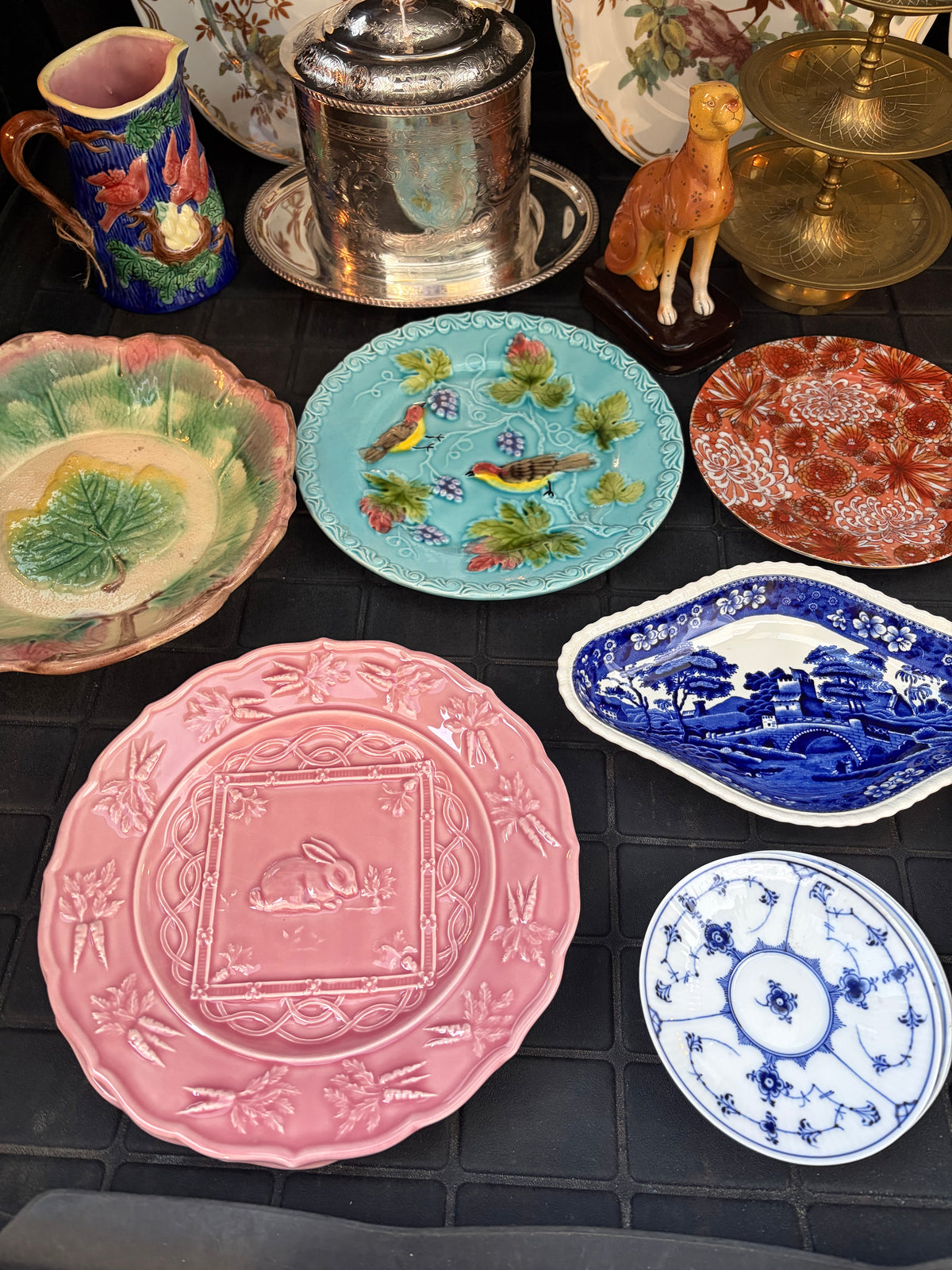 Reserved! Beautiful Bordallo pink bunny plates set of 4!