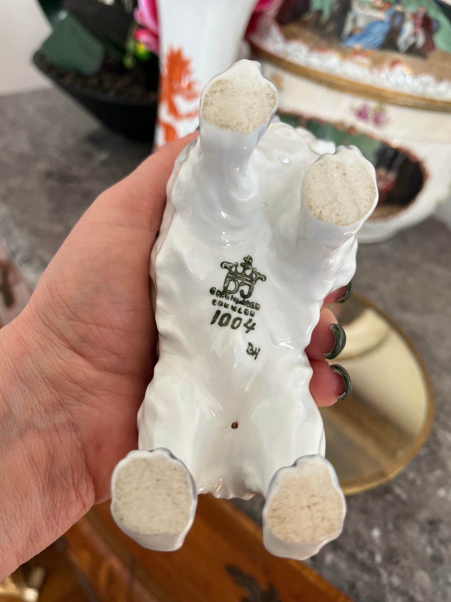 Dahl Jensen Copenhagen Porcelain Companion Dog Figurine – Model 1004, Denmark c. 1940s–50s