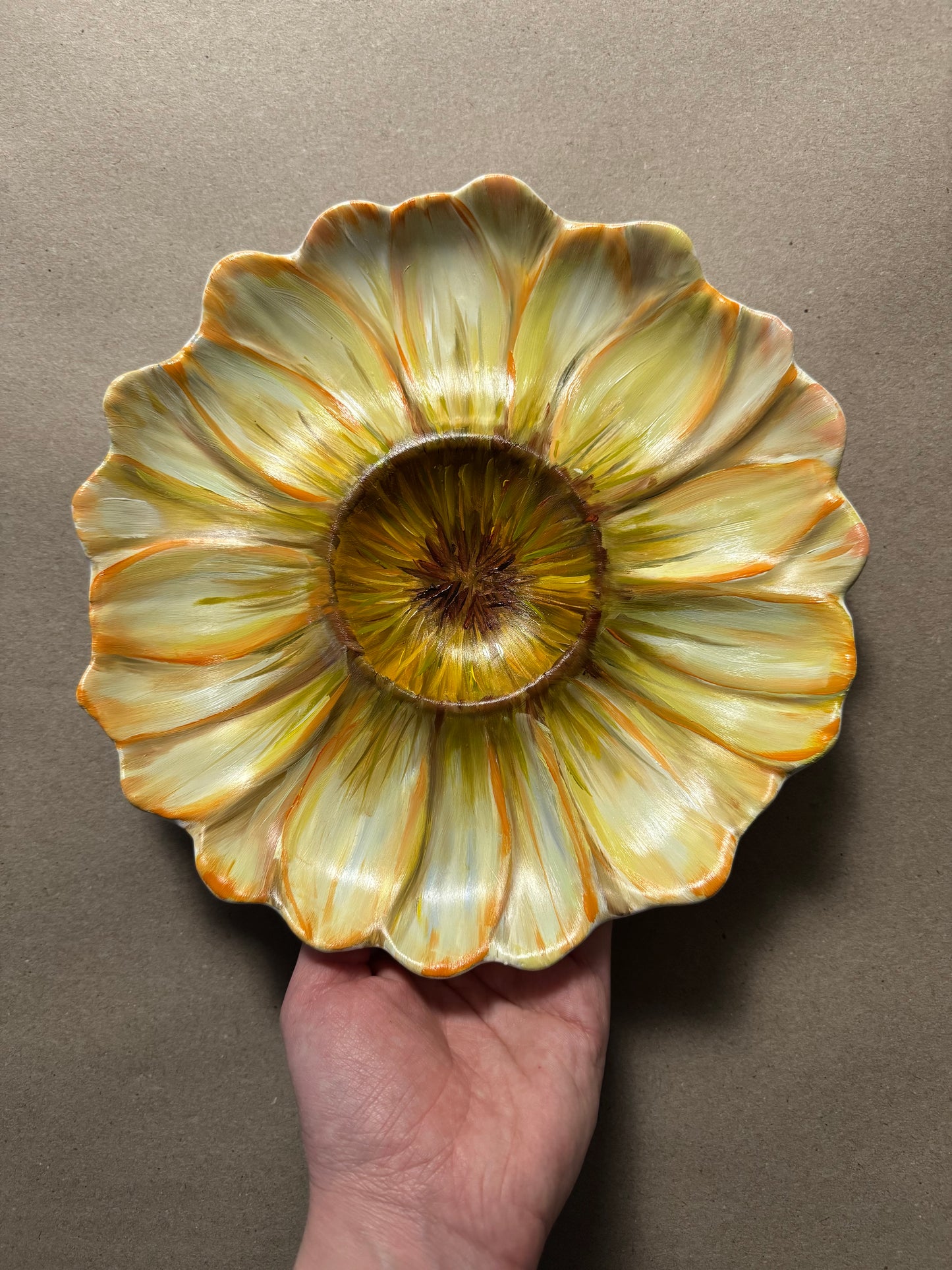 Hand painted floral daisy plate