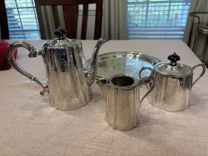 Stunning Barker Ellis three piece tea set! Includes pitcher, creamer, and sugar!