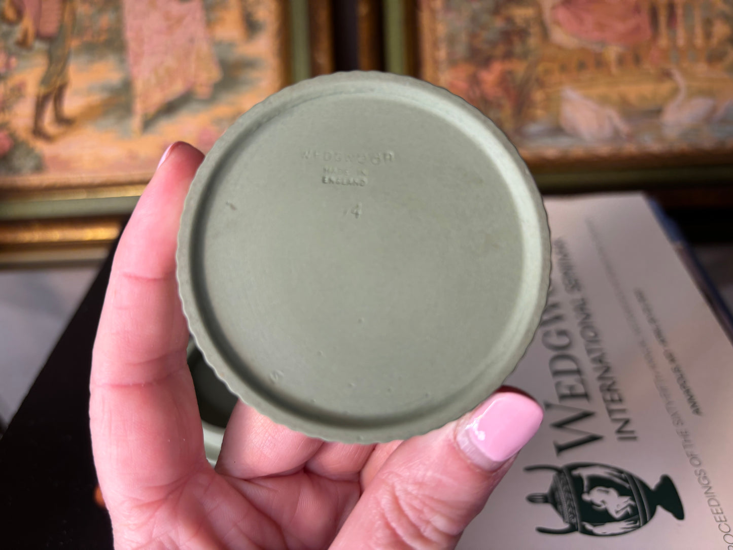 Wedgwood Jasperware Green trinket box!