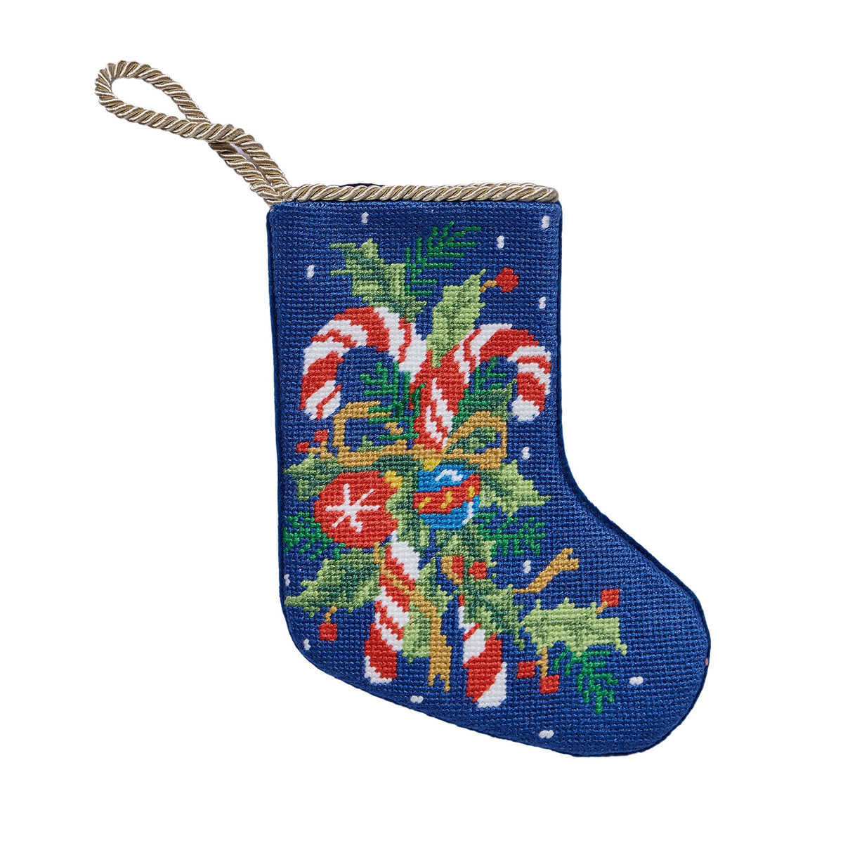 Candy Cane Embroidered Mini Stocking