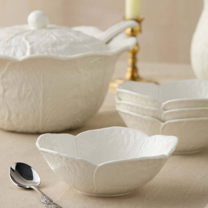 White Cabbage Cereal Bowl, 8"D Ceramic Soup Bowl